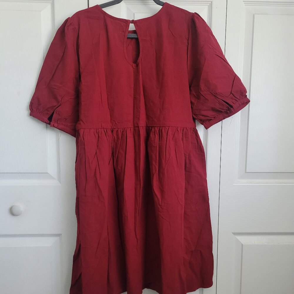 NEW TRADLANDS Nico 2.0 Balloon Sleeve Dress Garnet Size S - Picture 10 of 10